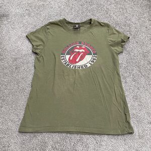 Rockware Vintage Band Rolling Stone Tee Juniors MEdium Green Graphic Crew Tee